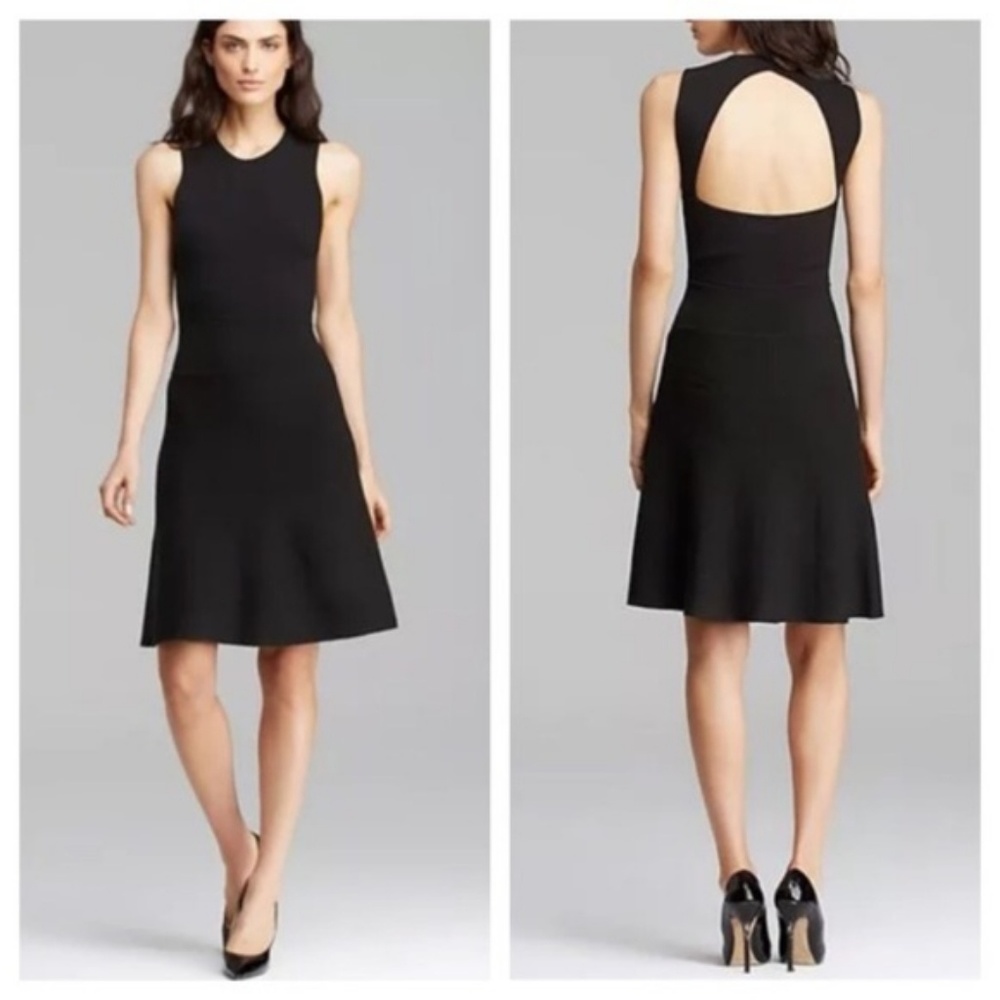 Fitted Theory black dress with keyhole